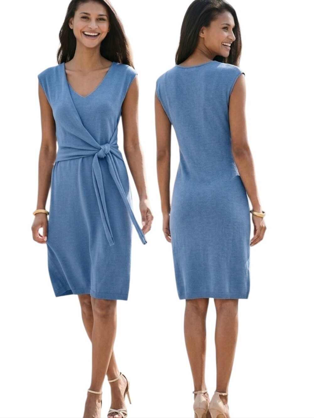 PERUVIAN CONNECTION Island Pima Silk Cotton Tie-front Dress - Size M